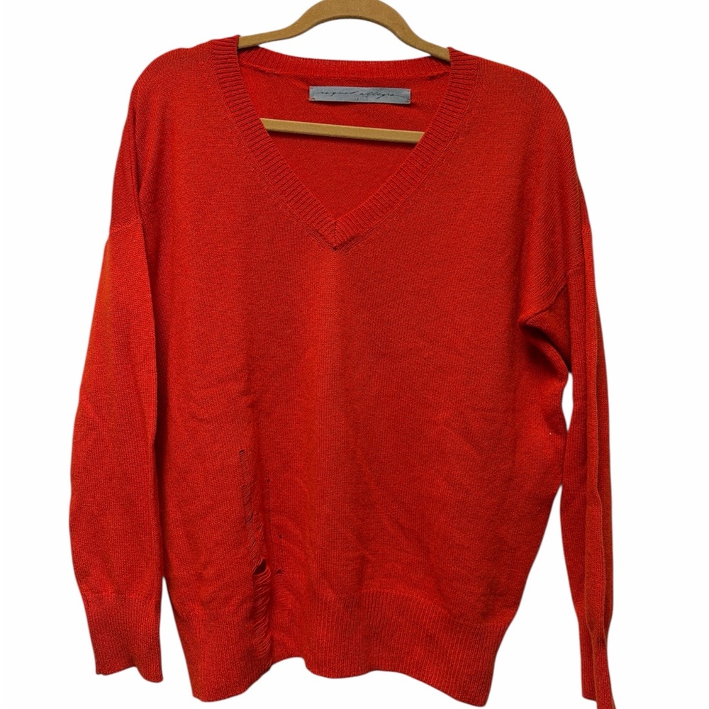Raquel Allegra Vibrant Red V-Neck Sweater